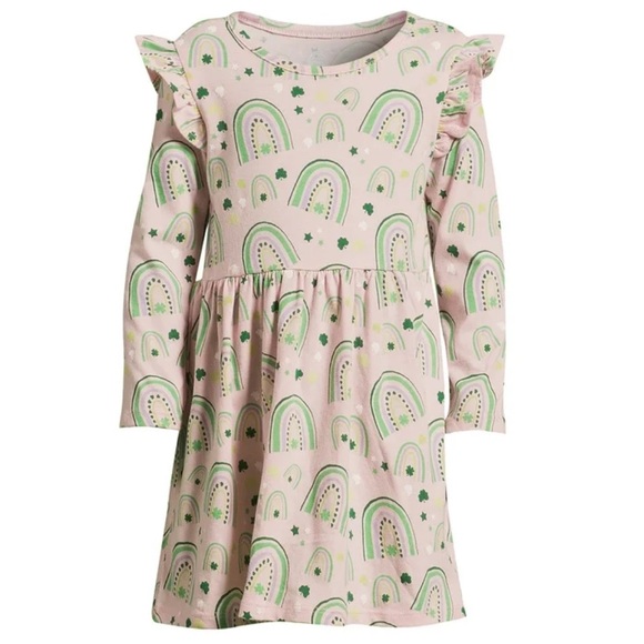 Wonder Nation Pink and Green Rainbow Dress St. Patricks St. Patty's day Size 2T - Picture 2 of 9